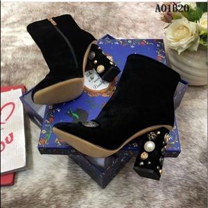 Black Velvet Boots Size 39 (US 8)